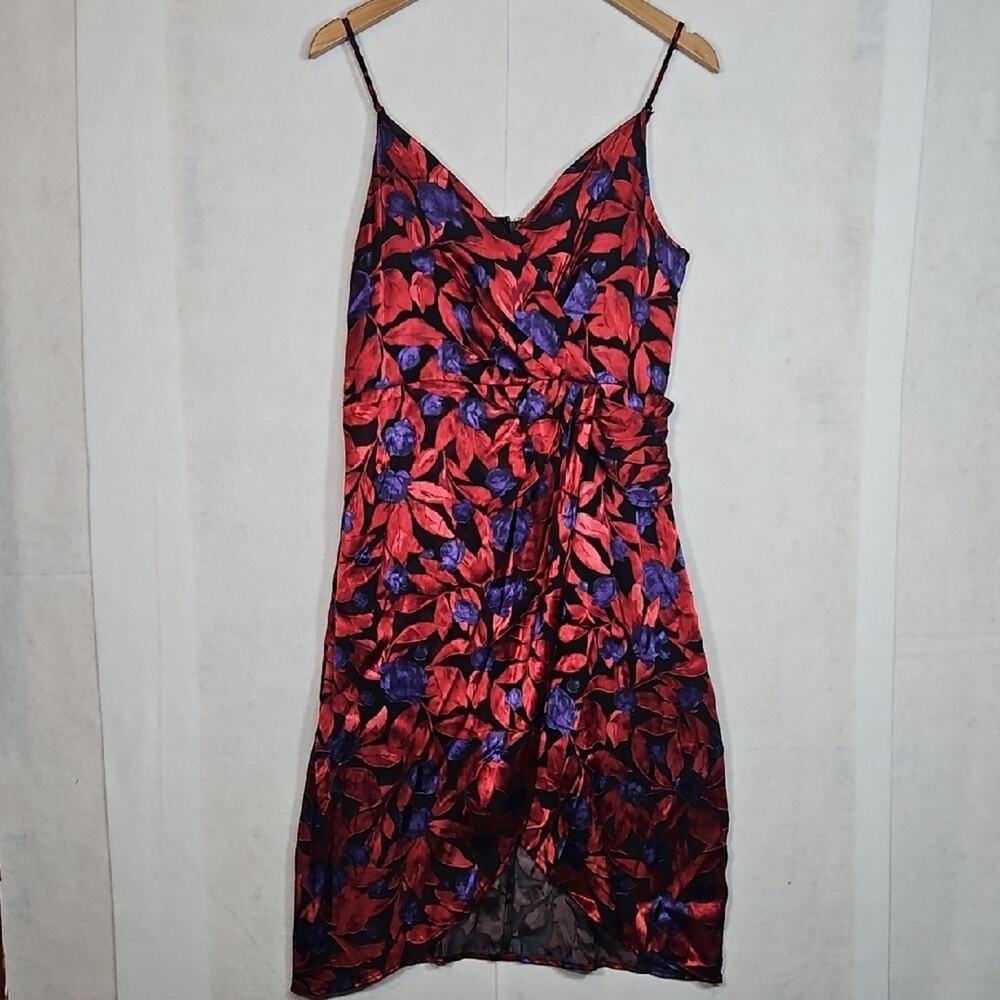 NWT Worthington Red & Purple Slip Dress with Spaghetti Straps